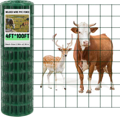 Green Welded Wire Fence 4 ft X 100 ft, 2.36" Mesh Fencing