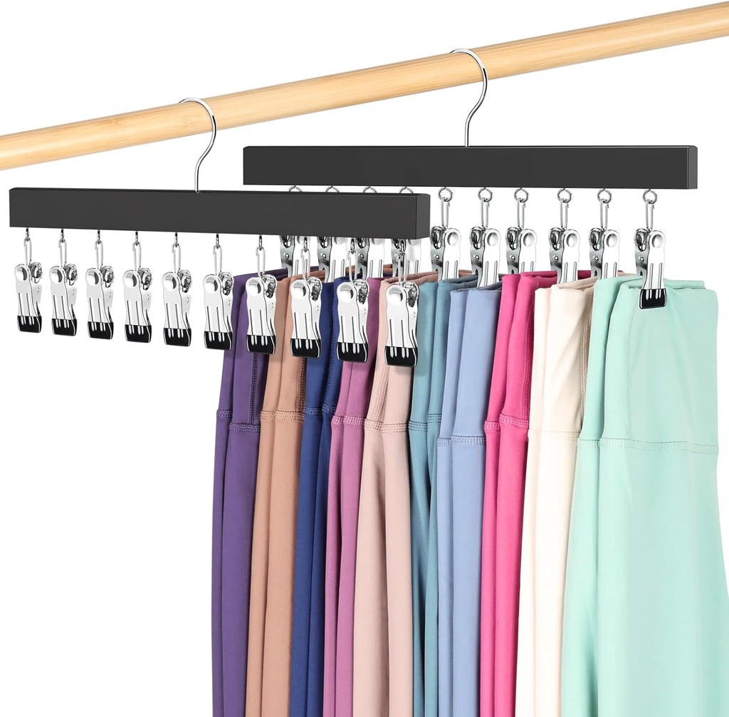 Legging Organizer for Closet, Pants Hangers with Clips Holds 20 Leggings, Jeans, Hats, Shorts, Socks, 360° Rotating