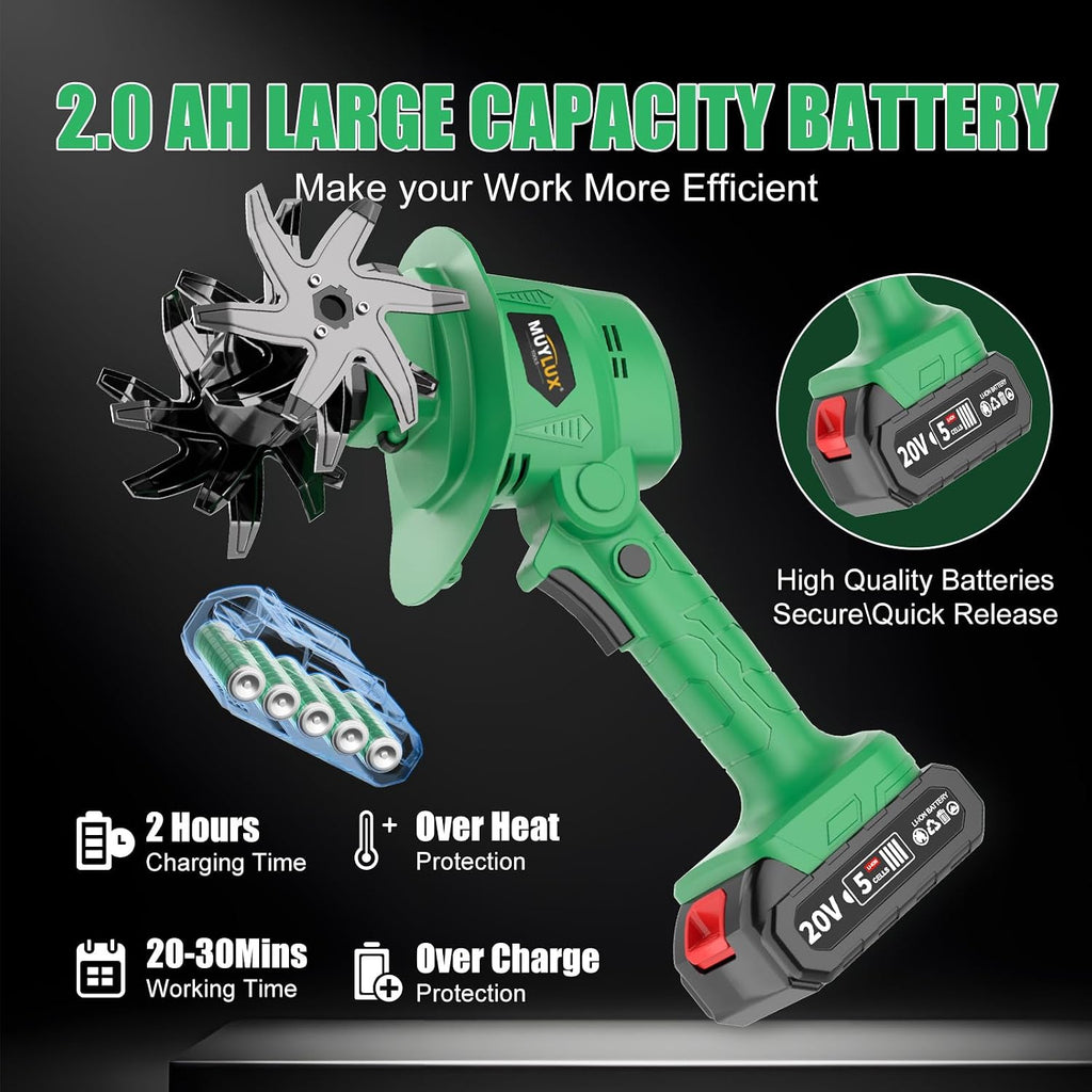 20V Cordless Tiller Cultivator for Gardening, Electric Garden Tiller with 2 x 2.0Ah Batteries & Charger, Garden