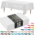 66% Thicker Premium Plastic Table Cloth Rectangle Table Cover 0.5 Mil 12 Pack White Table Cloth 54 Inch x 108 Inch