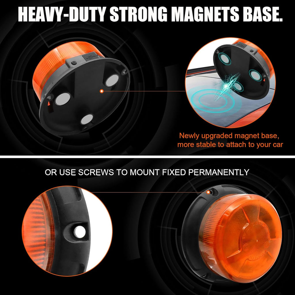 Remote Control Wireless Strobe Light LED Amber Warning Beacon Light | Rechargeable Waterproof Emergency Rooftop