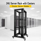 24U 4 Post Open Frame Network Server Rack 19inch Width 600mm deep with 3 Pairs of L Rail