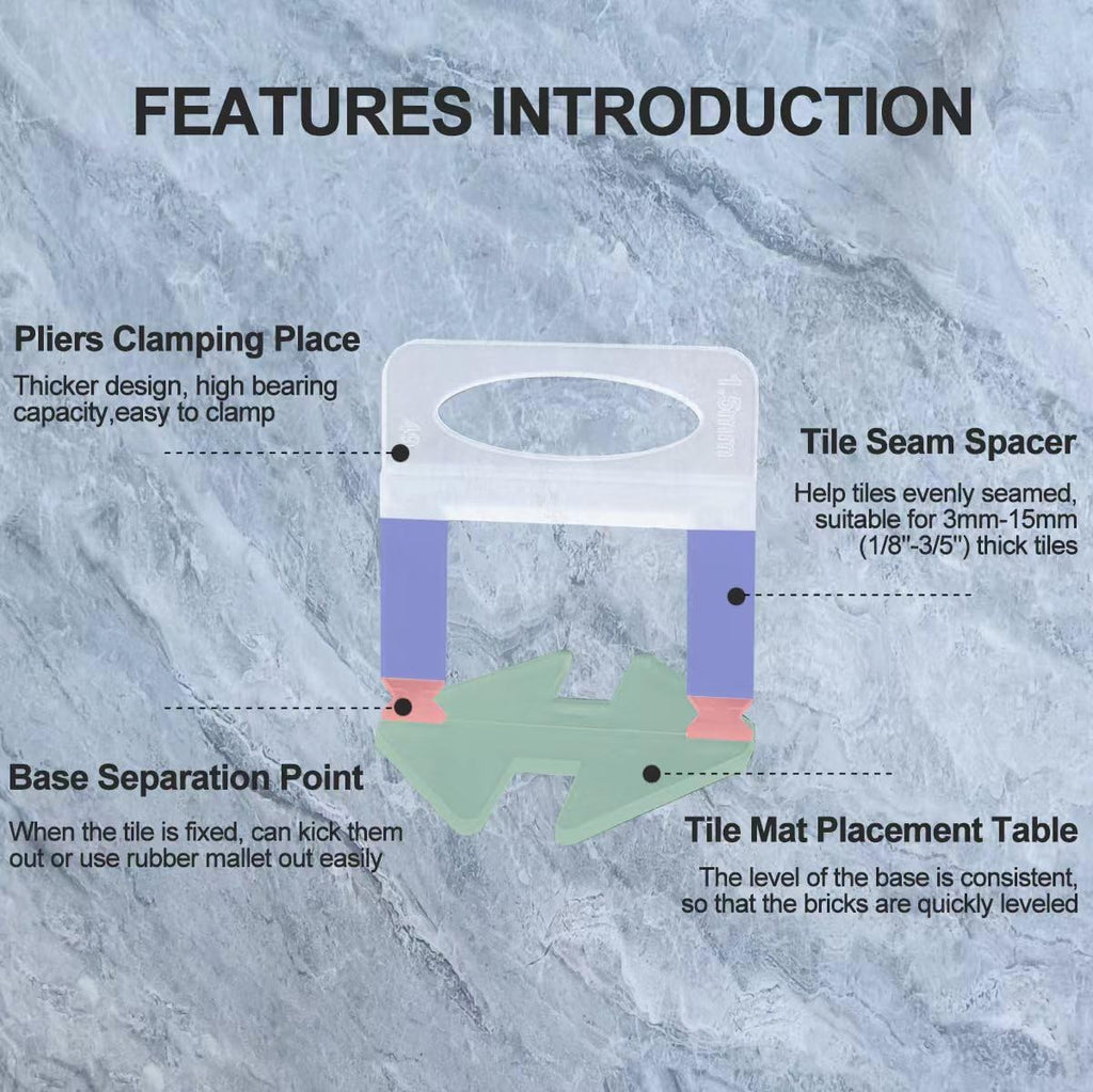 Tile Leveling System 1/16”Kit 1400pcs Tile Leveler Spacers Clips +320pcs Reusable Wedges Tile Leveler Tool Set for