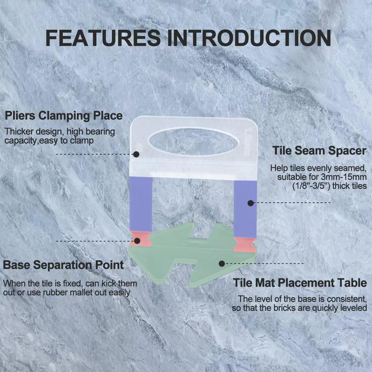 Tile Leveling System 1/16”Kit 1400pcs Tile Leveler Spacers Clips +320pcs Reusable Wedges Tile Leveler Tool Set for