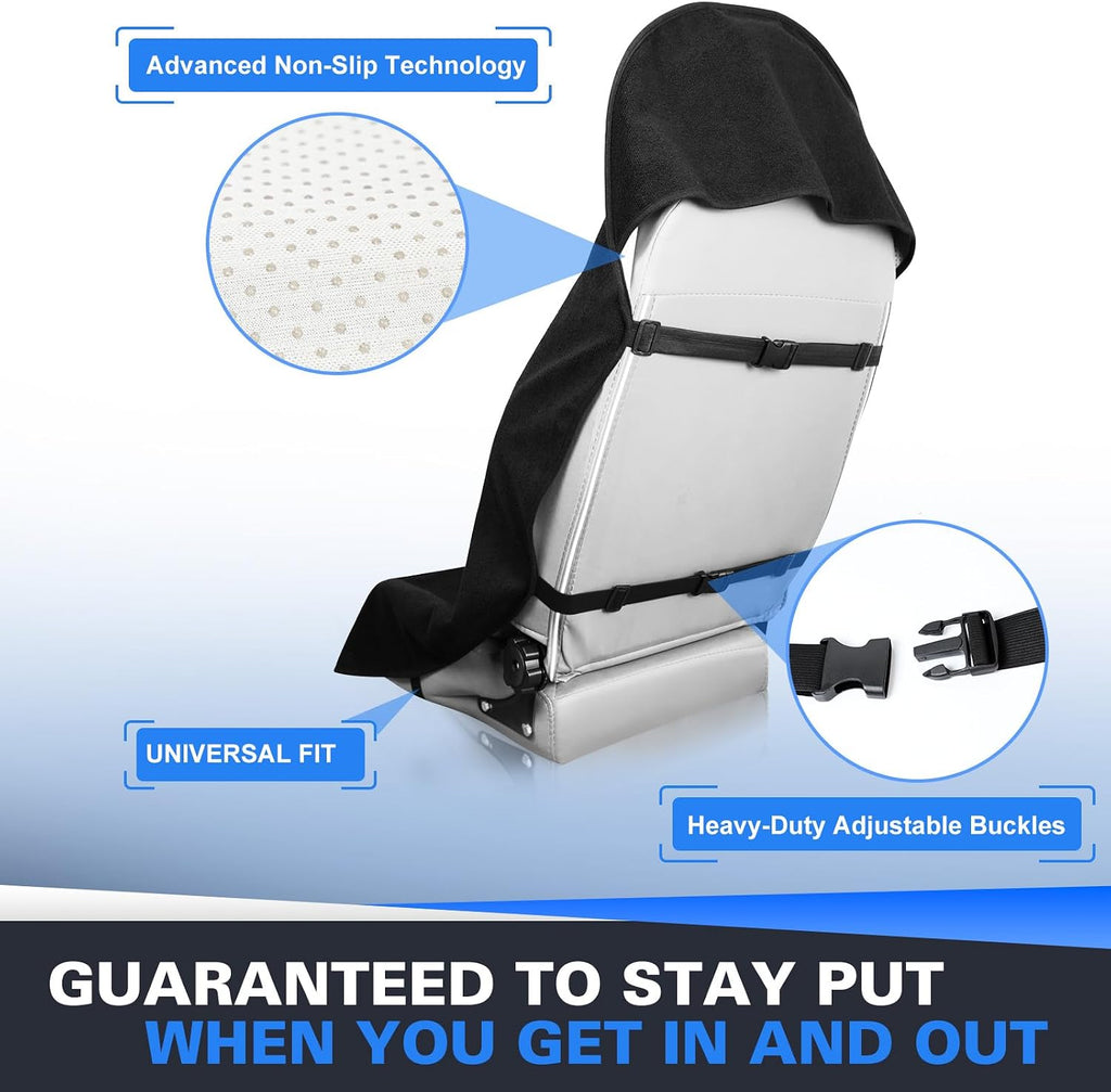 2 Pack Waterproof Towel Car Seat Covers, 1kg Heavy Duty 3-Layer Microfiber Sweat Protector, Non-Slip Machine Washable