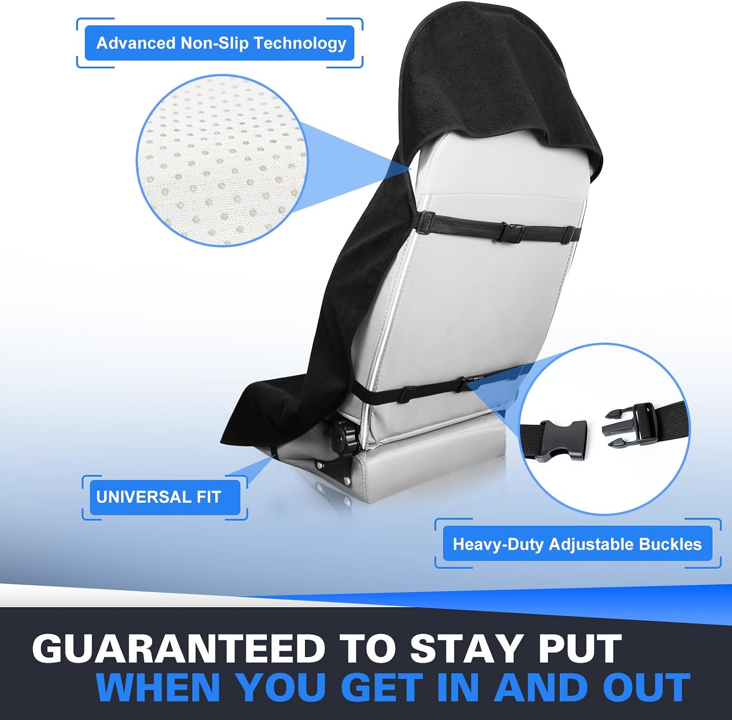 2 Pack Waterproof Towel Car Seat Covers, 1kg Heavy Duty 3-Layer Microfiber Sweat Protector, Non-Slip Machine Washable