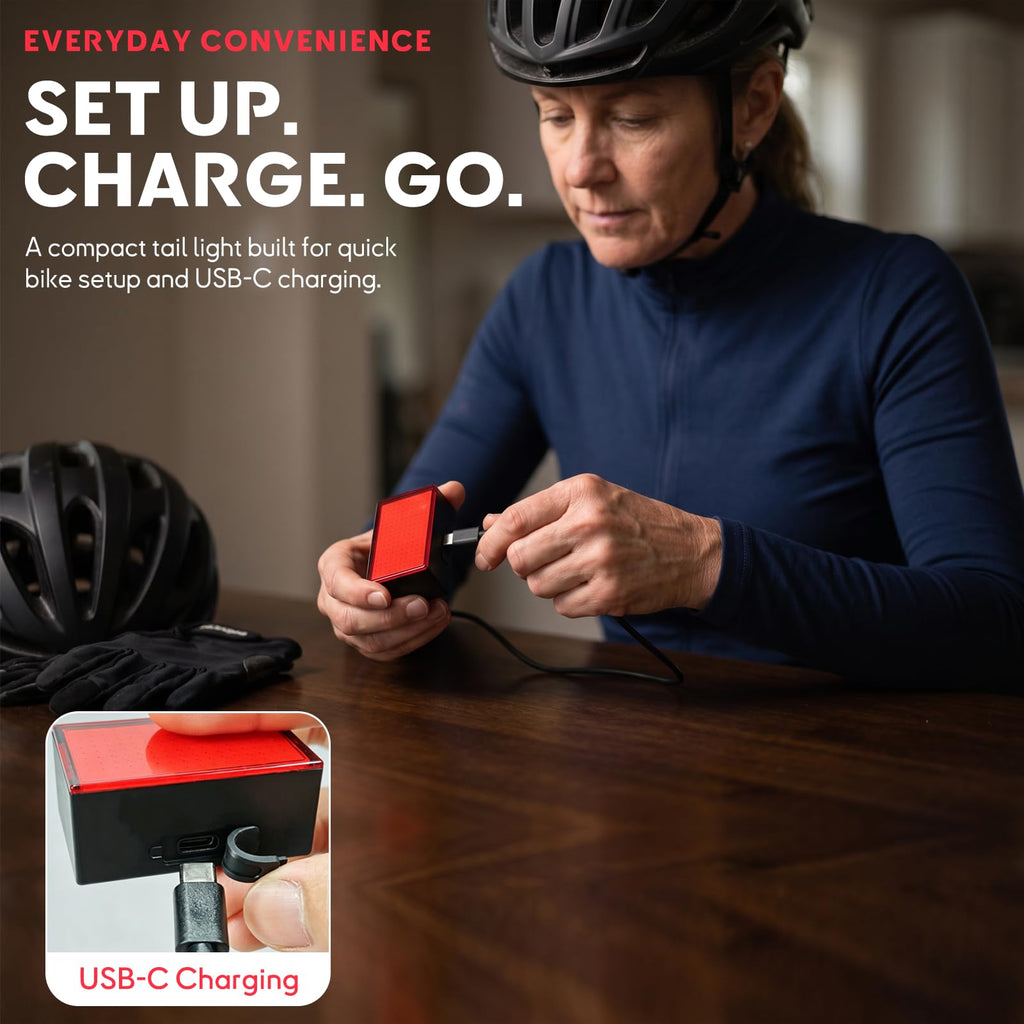 Smart Bike Tail Light, DIY Patterns & Text, USB-C Rechargeable, IPX5