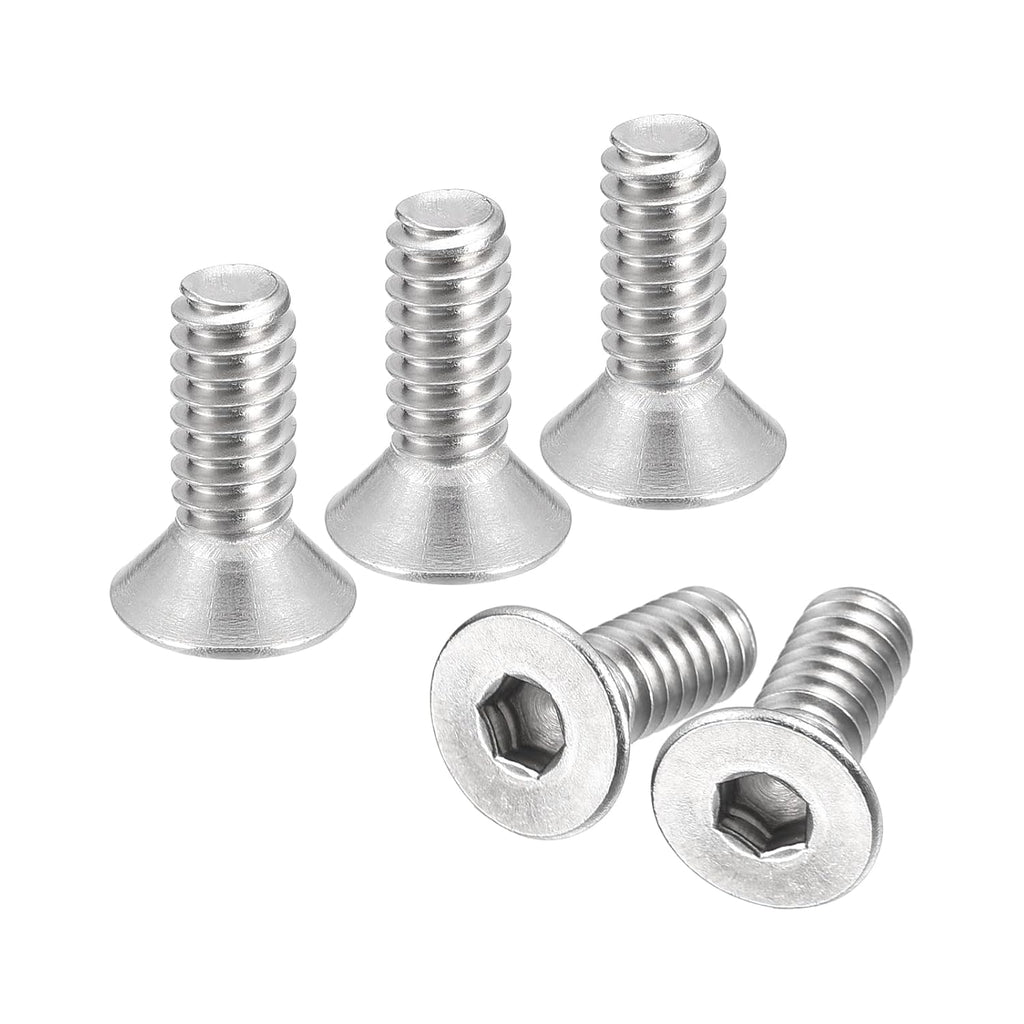 uxcell #10-24x1/2 Flat Countersunk Head Socket Cap Screws, 10Pcs 304 Stainless Steel Hex Socket Flat Head Screws, Full Thread, Countersunk Bolts