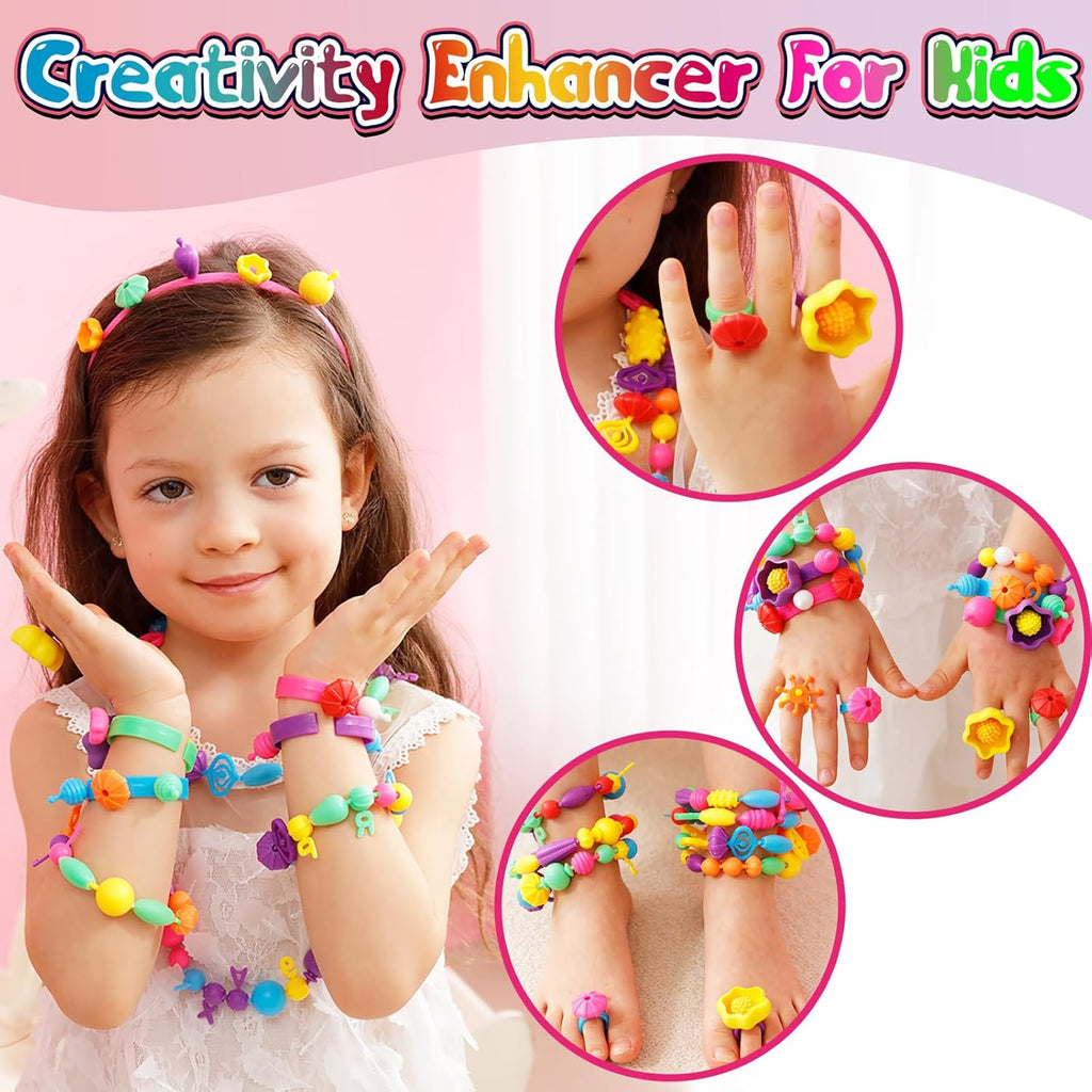 520+ Snap Pop Beads - Jewelry Making Beads Charms Style Craft Kit, Arts and Crafts for Kids Ages 4-8, Toys for 3 4 5
