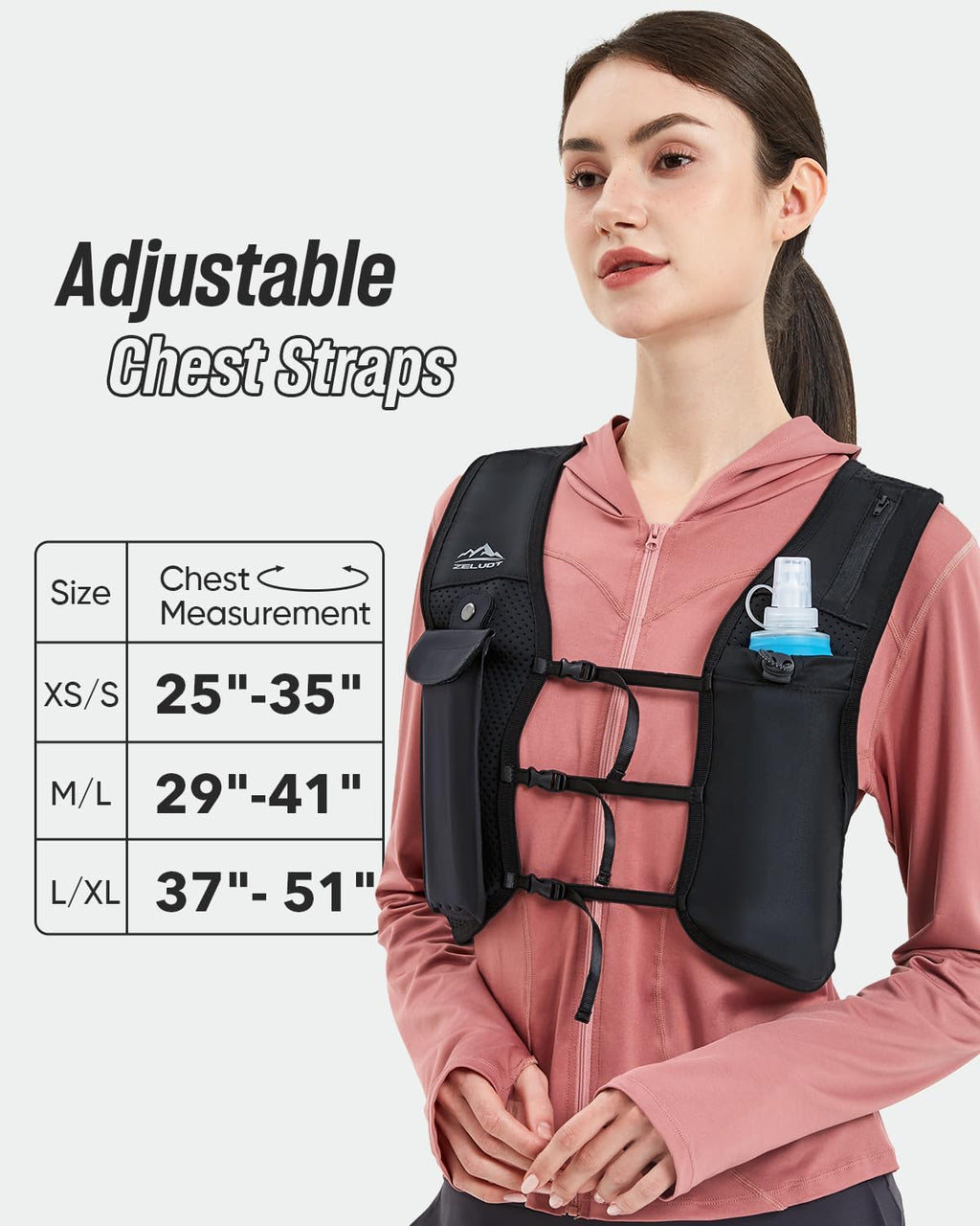 Running Vest for Women Men, Adjustable Running Phone Holder Vest, US Patent, Running Hydration Vest with 500ml Soft