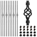 1/2" Square Iron Balusters - Single Basket & Double Twist - 10p