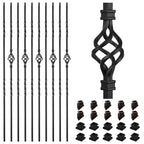 1/2" Square Iron Balusters - Single Basket & Double Twist - 10p