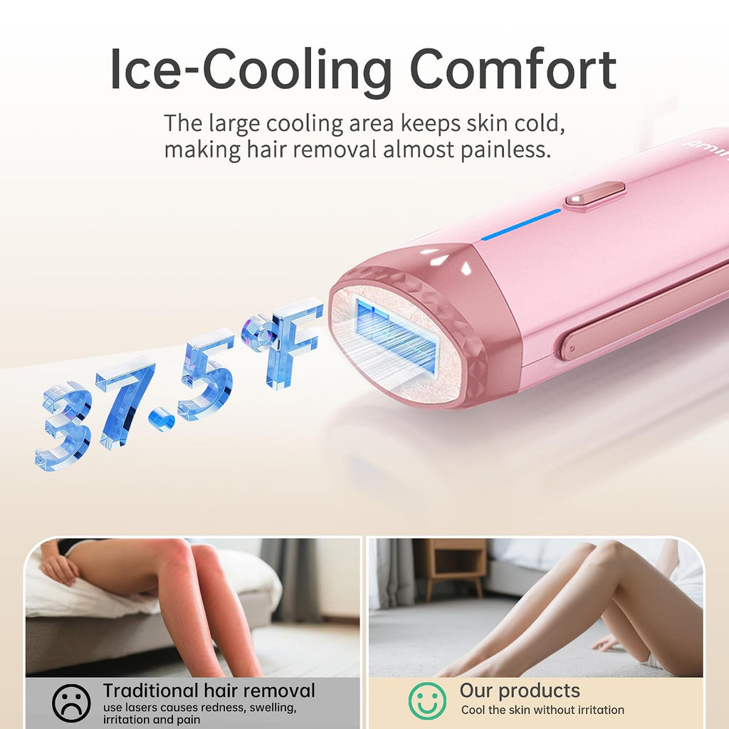 Ice Cooling IPL Home Use Hair Removal Device, Laser Hair Removal Machine Painless Epilator for Women Men, 3 Energy
