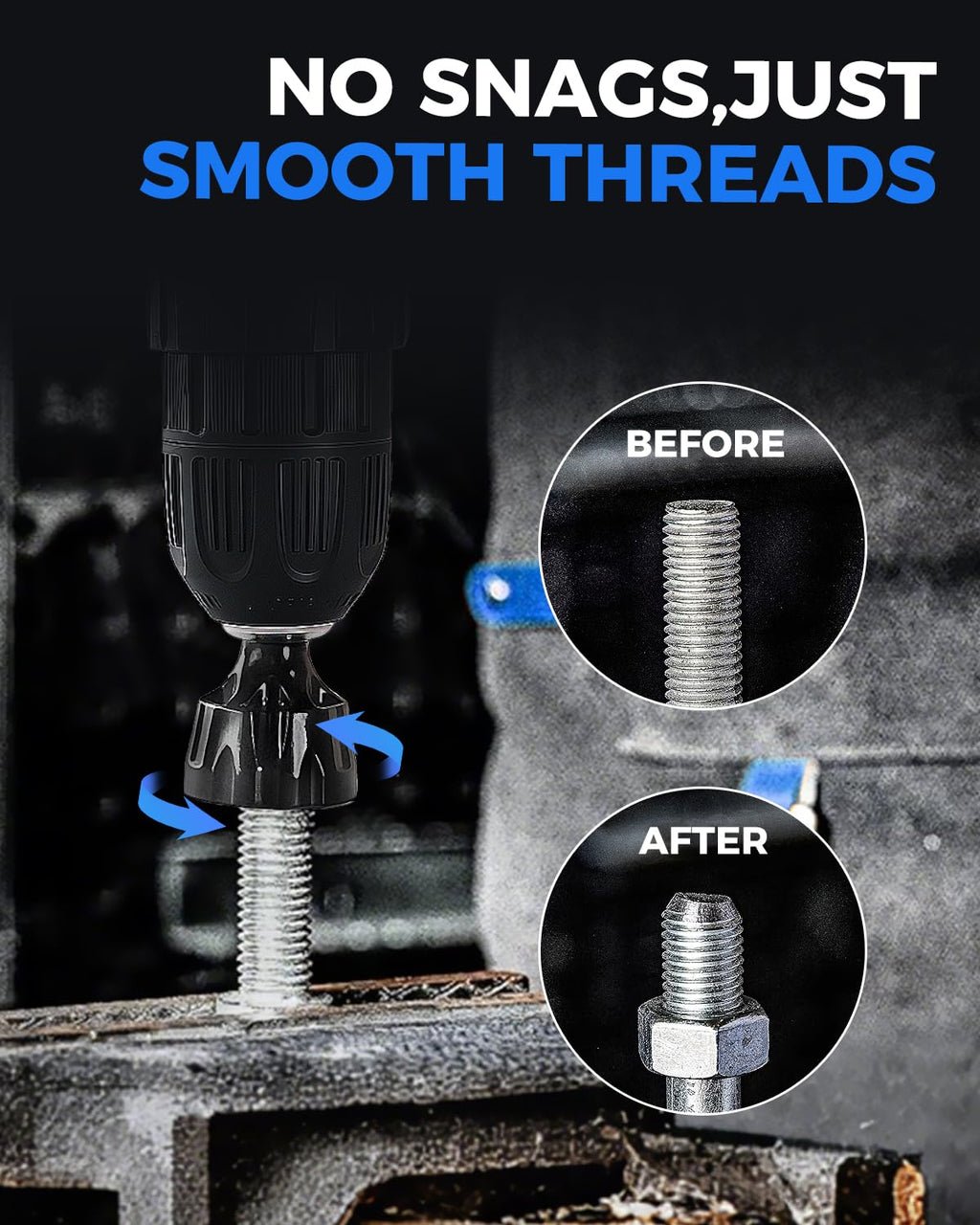 COMOWARE Threaded Rod Deburring Tool, External Chamfer Tool for Metal, Tungsten Carbide Chamfer Bit, Deburring Drill Bit, Remove Burr Tools Quick Release Shank Fits for 1/8"- 1-3/8"(3mm-35mm)