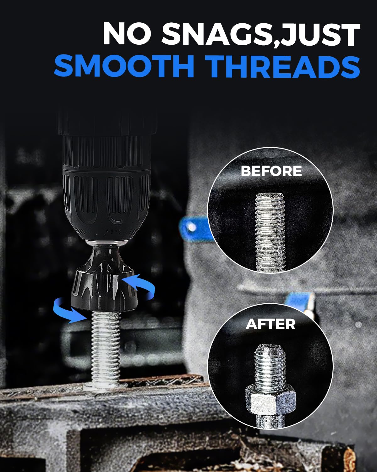 COMOWARE Threaded Rod Deburring Tool, External Chamfer Tool for Metal, Tungsten Carbide Chamfer Bit, Deburring Drill Bit, Remove Burr Tools Quick Release Shank Fits for 1/8"- 1-3/8"(3mm-35mm)