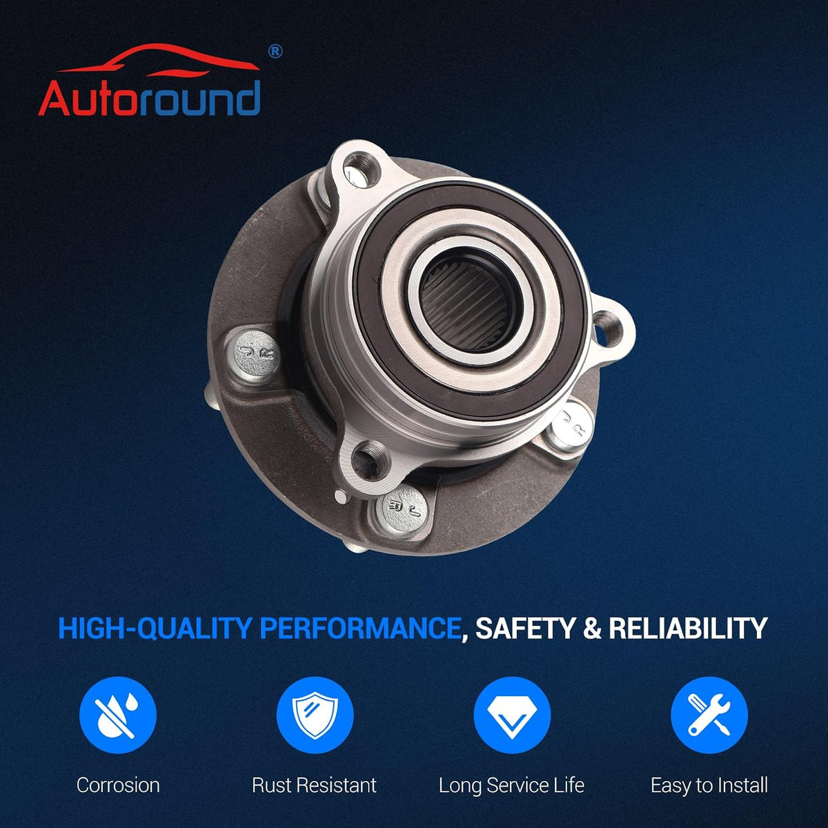 Autoround 513420 Front or Rear Wheel Bearing and Hub Assembly Compatible with Hyundai & Kia 2017-2023 Elantra, Forte, Kona, Ioniq, NIRO, Seltos, Veloster 5 Lugs w/ABS