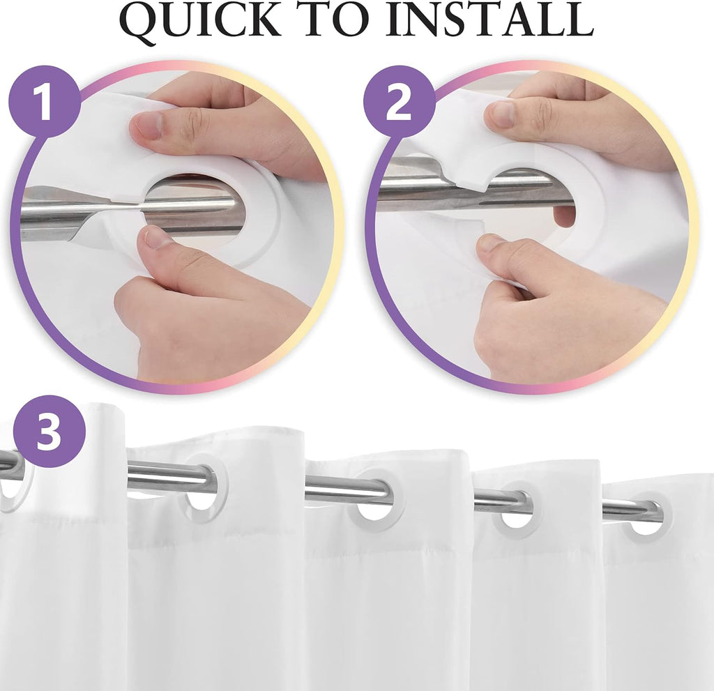 No Hook Hotel Cloth Shower Curtain White, Standard Size | Waterproof Microfiber, Bottom Magnets, Soft Washable Fabric