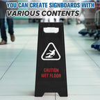2 Pack 24" Height Blank Floor Sign Black A-frame Foldable Caution Sign Stick/Write-On Double Sided Safety Warning for