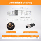 M12 Aviation Connector,4pcs 5-Pin Male Straight Socket Panel A Code Field Wireable IP67 Waterproof Industrial Circular Connector