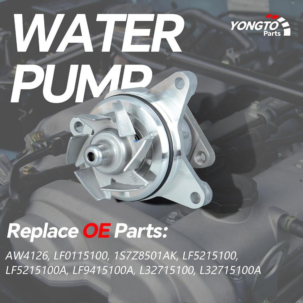 AW4126 Water Pump Kit Compatible with Ford EcoSport Edge Explorer Focus Fusion, Mazda 3 5 6 B2300 Tribute, Lincoln MKT MKC MKZ, Mercury Mariner 2.0L 2.3L 2.5L L4 Replace OE LF5215100A