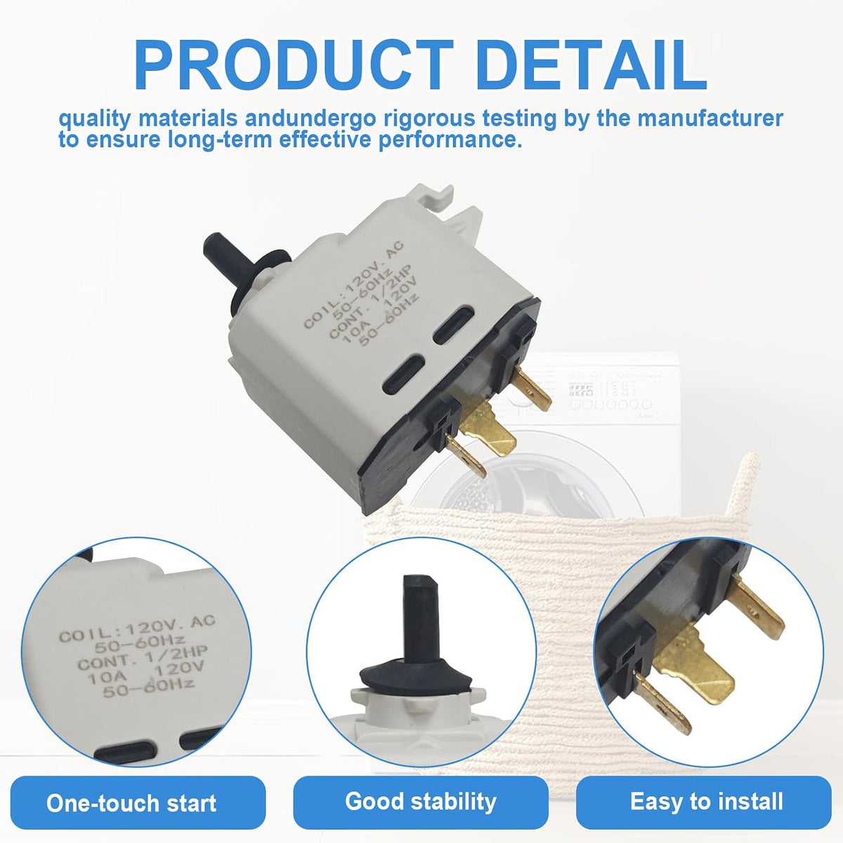 W10563095 Dryer Push-to-Start Switch Replacement for Whirlpool Maytag