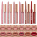 12Pcs Matte Liquid Lipstick + Lip Liner Pens Set, One Step Lips Makeup Sets Pigment Velvety Nude Lip Stain Waterproof