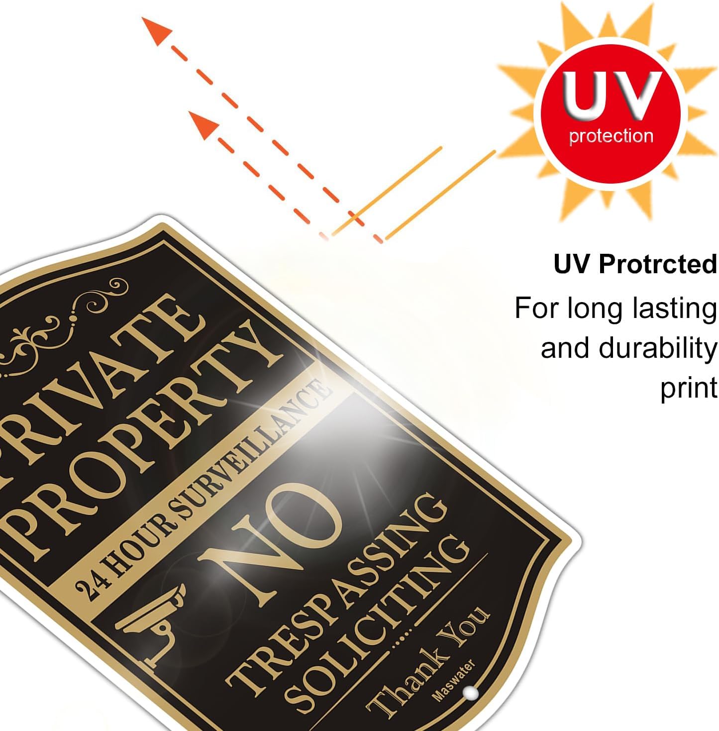 Large Private Property No Trespassing Sign, 2-Pack 12" x 18" No Soliciting 24 Hour Surveillance Yard Signs