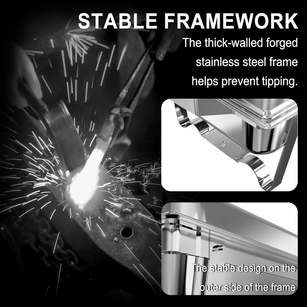 Chafing Dishes for Buffet 4 Pack, 11QT [Large Size and Sturdy] Stainless Steel Food Warmers for Parties Buffet