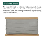 3/4 Inch Double Fold Bias Tape Polyester Gray 10 Yards