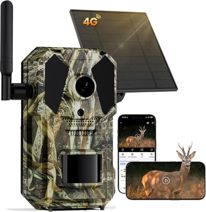 Trail Camera, 4G Cellular Dual Lens Trail Cameras 2.7K, 0.2s Fast Trigger Speed, Game Camera with Full Color Night