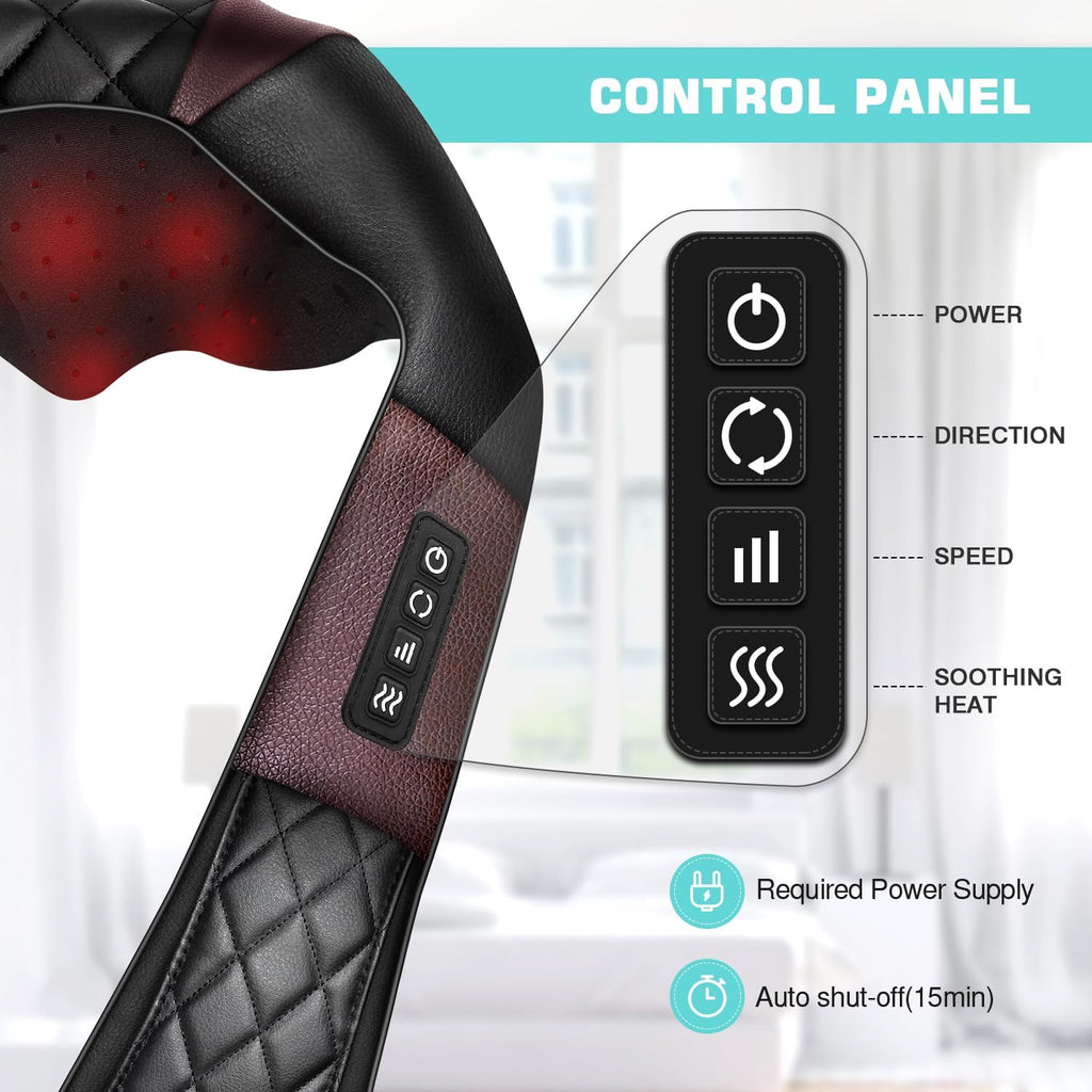 Shiatsu Neck and Back Massager with Heat, Electric Deep Tissue 4D Kneading Massage Pillow for Shoulder, Leg, Body