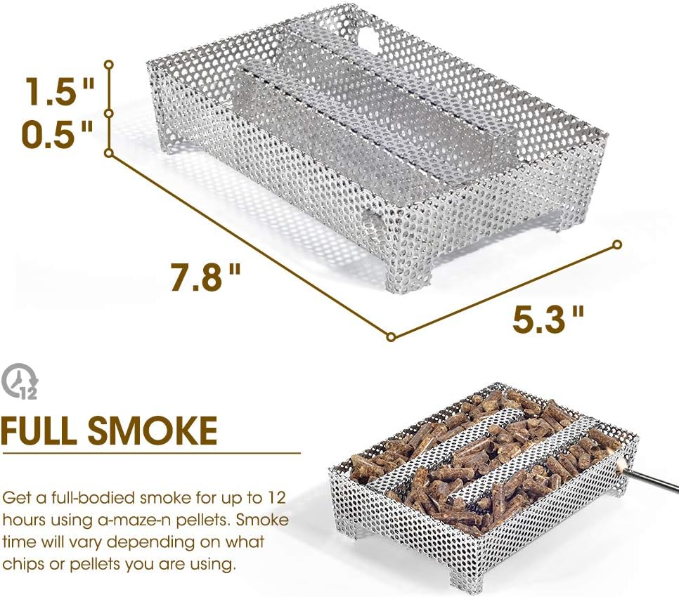 Buzzlett 5" x 8" Pellet Smoker Tray 12 Hours of Billowing Smoke