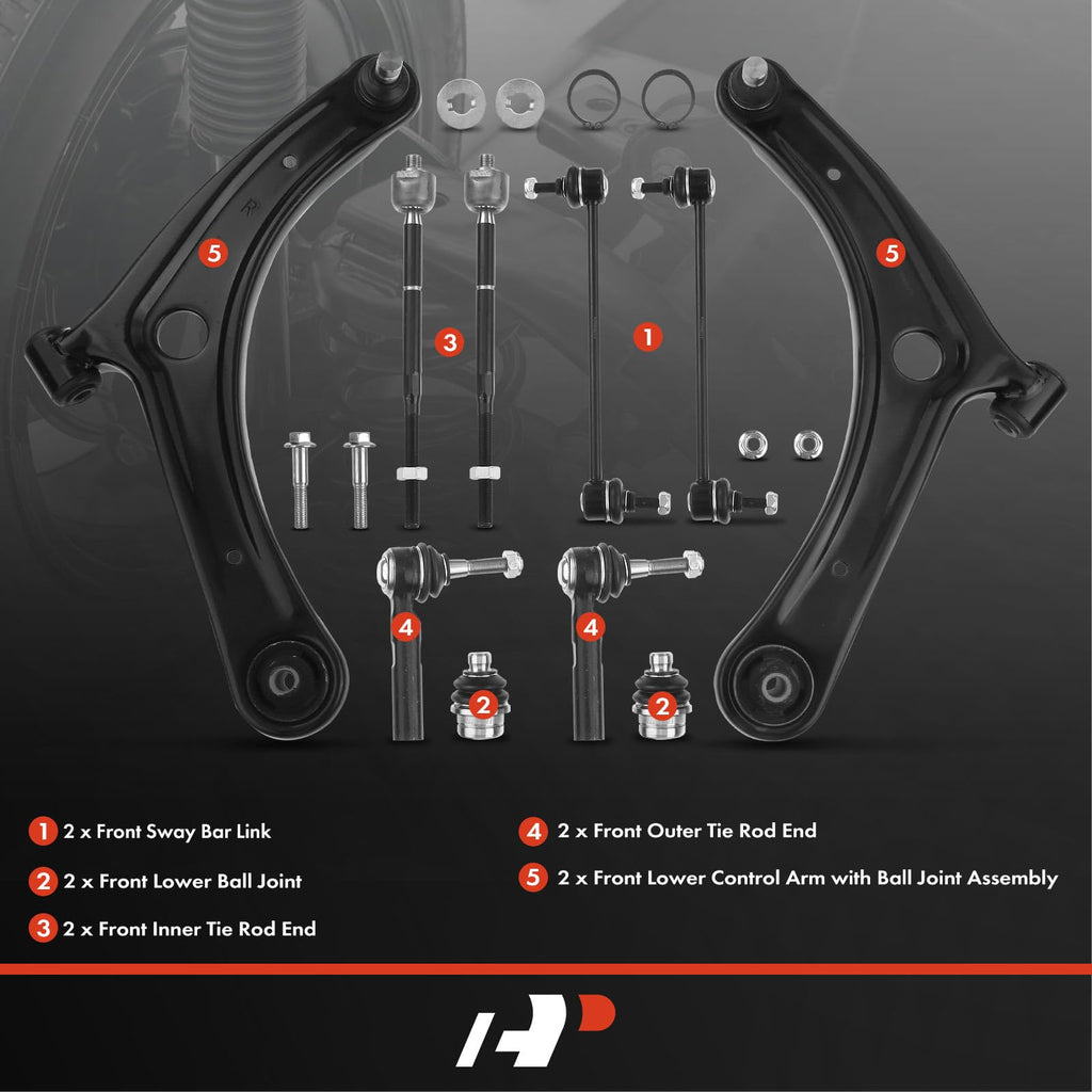 A-Premium 10Pcs Front Suspension Kit, Lower Control Arm, Sway Bar Link