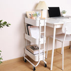 Slim 3-Tier Rolling Utility Cart with Extra Hook, White