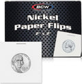 2x2 Coin Flips for Nickels – 100 Pack | Archival Paper Coin Holders with Clear Window | Nickel Holders for Collectors