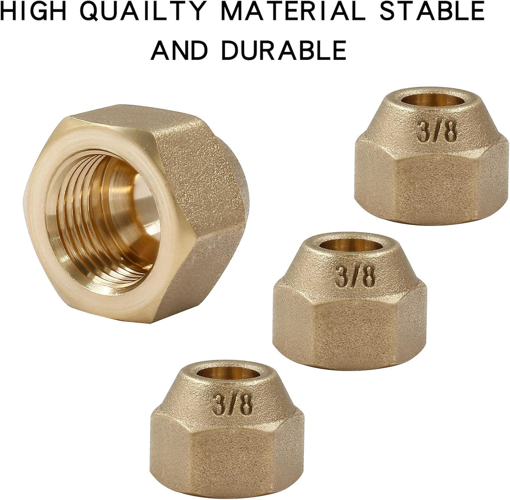 Brass Flare Nut, 3/8", 10 Pack
