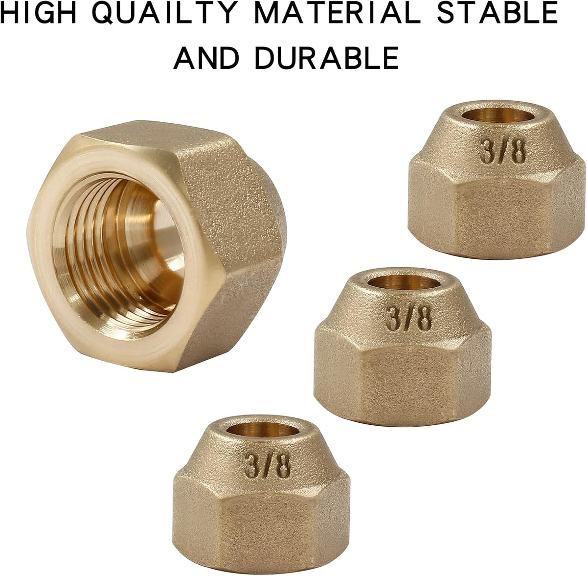 Brass Flare Nut, 3/8", 10 Pack
