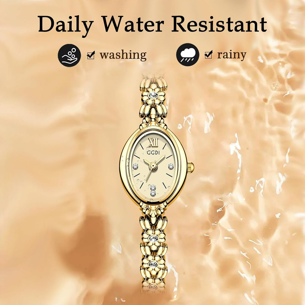 Gold Watches for Women Vintage Bracelet Watch Womens Dainty Gold Watch Wrist Watches for Women with Fold-Over Clasp