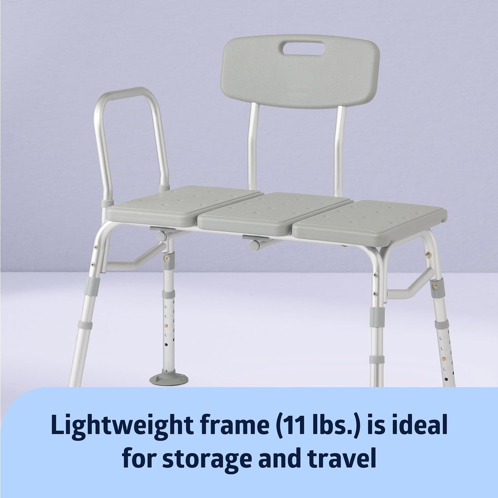 Transfer Bench for Bathtubs and Showers, Adjustable Shower Bench and Bath Seat For Seniors and adults, Slip-resistant