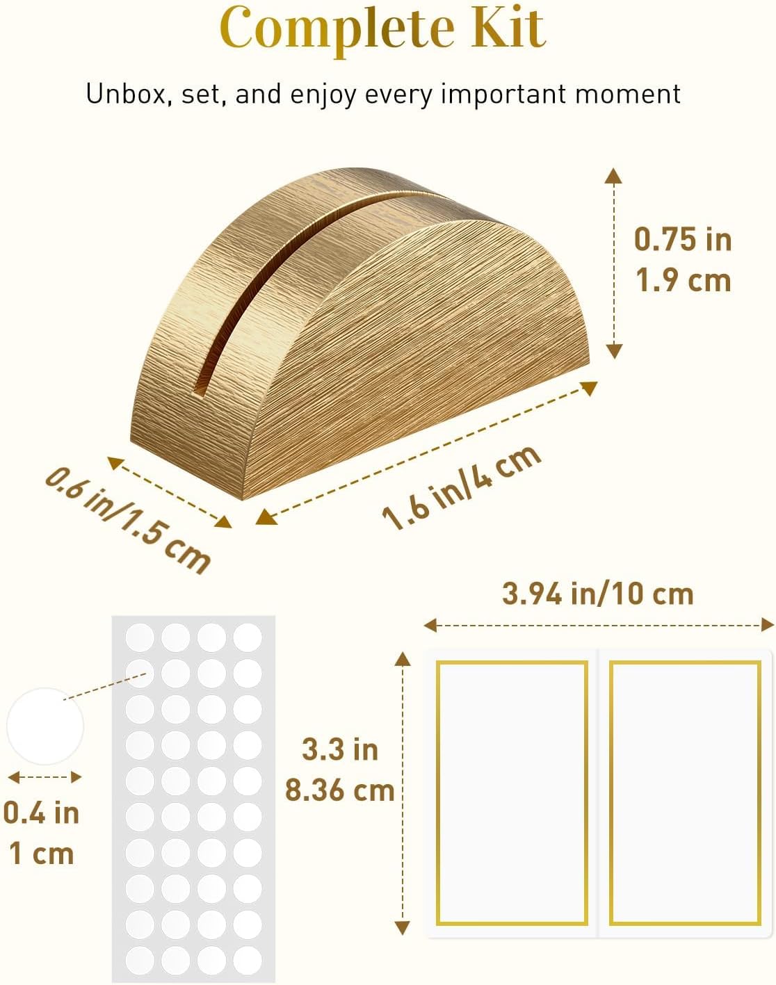 24 Pcs Place Card Holders for Wedding Party Tables | gold wood place card holders include 24 name cards and adhesive