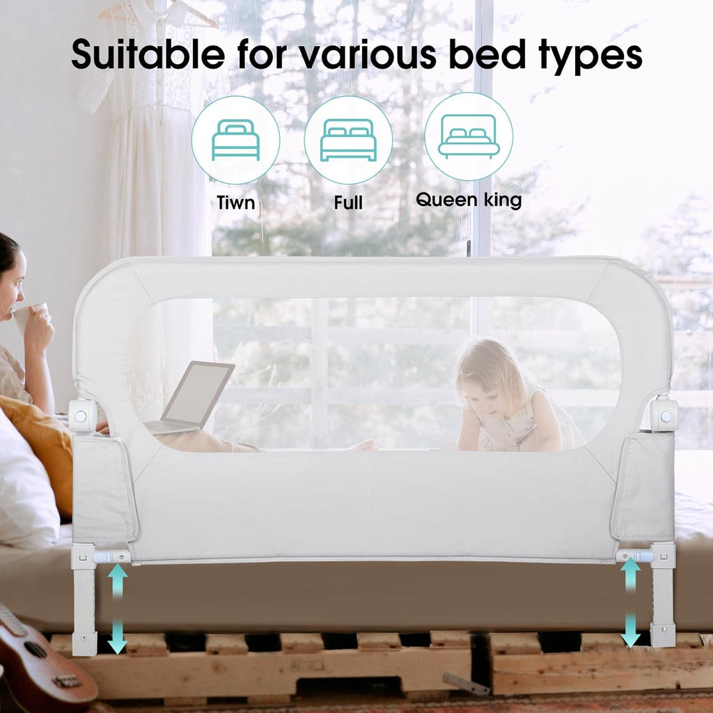 Baby Bed Rail Guard for Toddlers - 47" Toddler Bed Side Rails for Twin, Full, Queen Bunk Size Bed Swing Down Bedrail