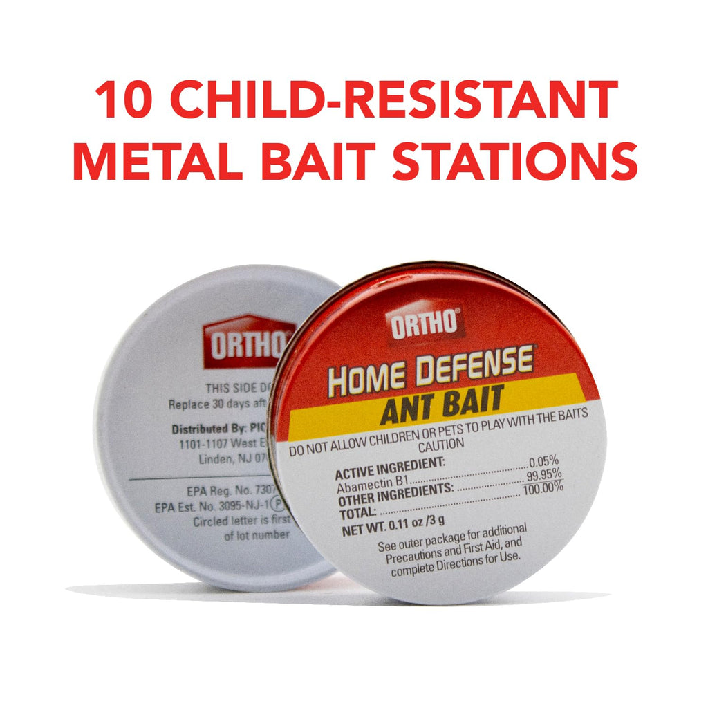 Home Defense Ant Bait Traps, Outdoor & Indoor Ant Killer, 10 Metal Stations with 4 Food-Based Attractants