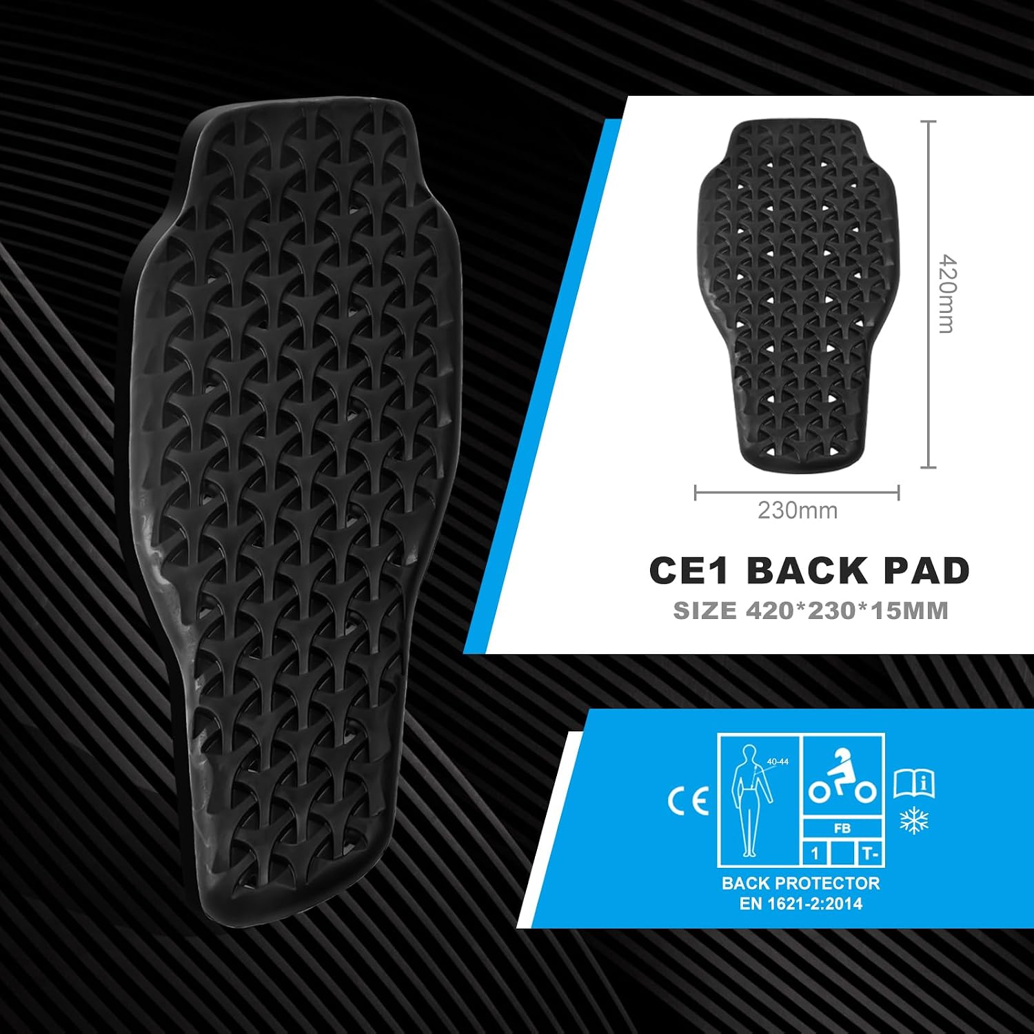 Universal Motorcycle Back Protector Insert, CE Level 2 Armor Insert Pads Set of 5pcs Level 1 Back Armor Protection