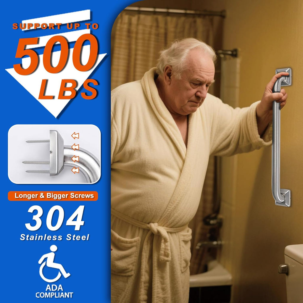 Bathroom Grab Bars Stainless Steel Handrail ADA Compliant 500lbs bathtubs and Showers Toilet Handle Safety for