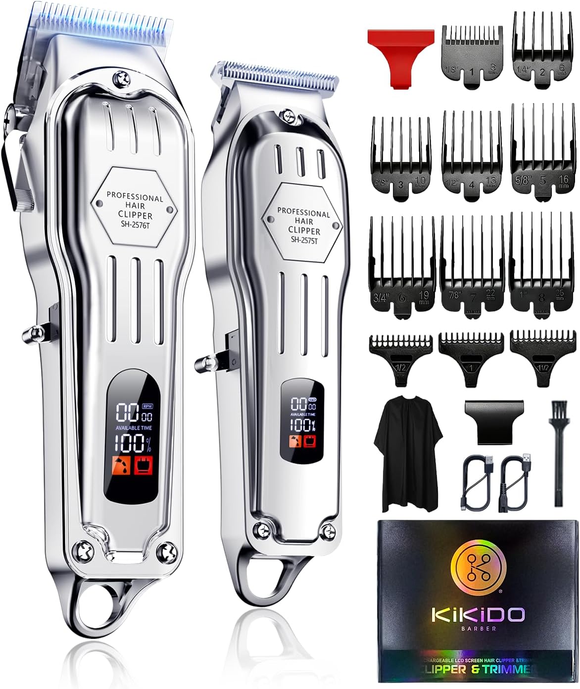 Cordless Hair Clippers for Men Professional Home Hair Cutting Kit | 6500RPM Motor 2500mAh Rechargeable Battery LED