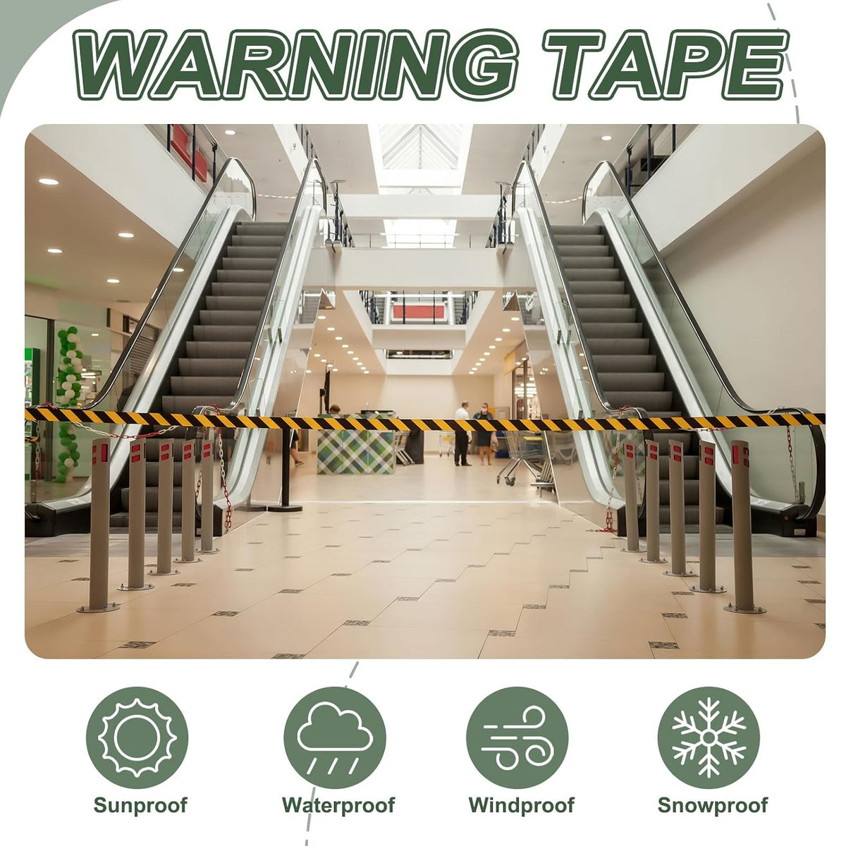 1000ft x 3" Warning Tape, High-Visibility PE Floor Marking Roll Caution Tape for Flagging Construction Outdoor