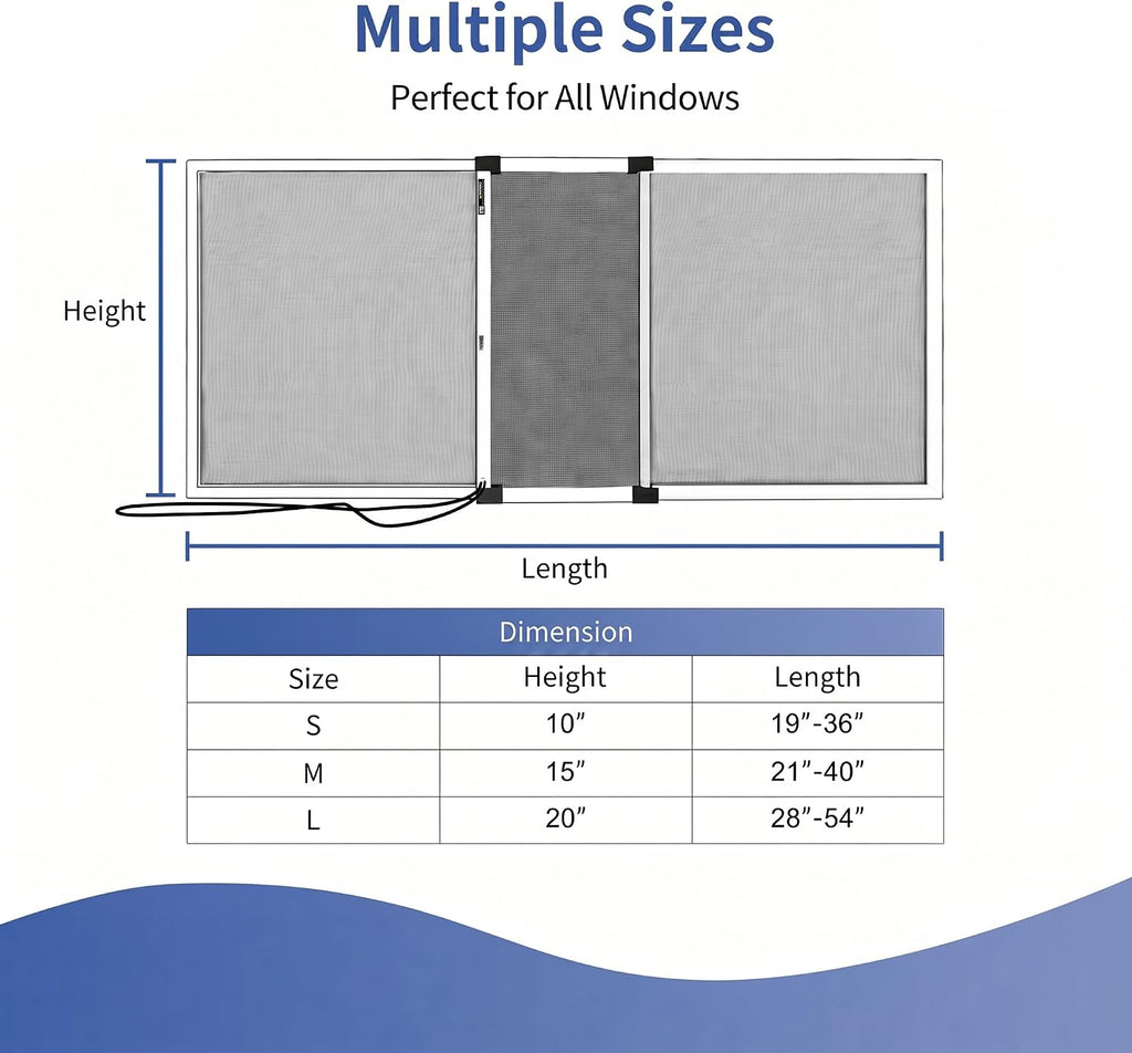 2‑Way Adjustable Window Screens Expandable, 2 Pack 10"H x 19"-36"W