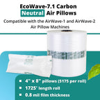 EcoWave-7.1 Air Pillows for Packaging, 8" Wide and 1725' Long CO2-Neutral Film (1 Roll) - Earth-Friendly Packing Air