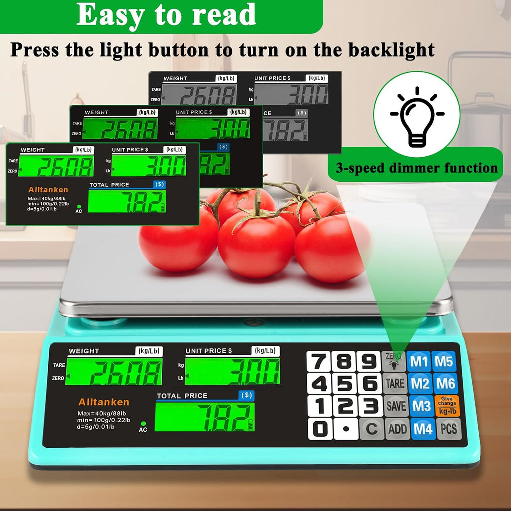 88lb/40kg Commercial Food Scale, Digital Price Computing Scale