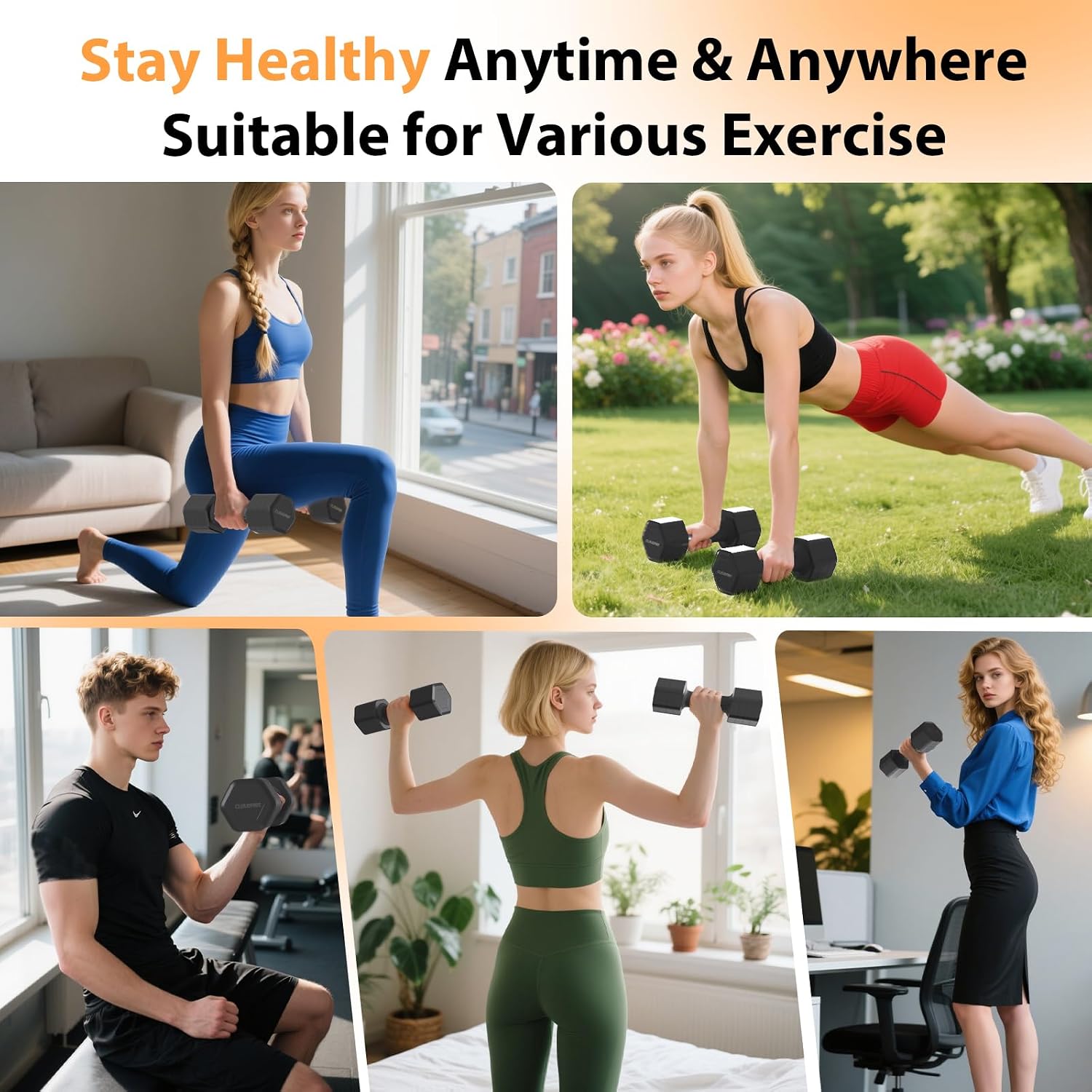 Adjustable Dumbbell Set of 2, 4 in 1 Free Weights Dumbbells Set, Hand Weights for Women at Home, 5 lb Dumbbells Set